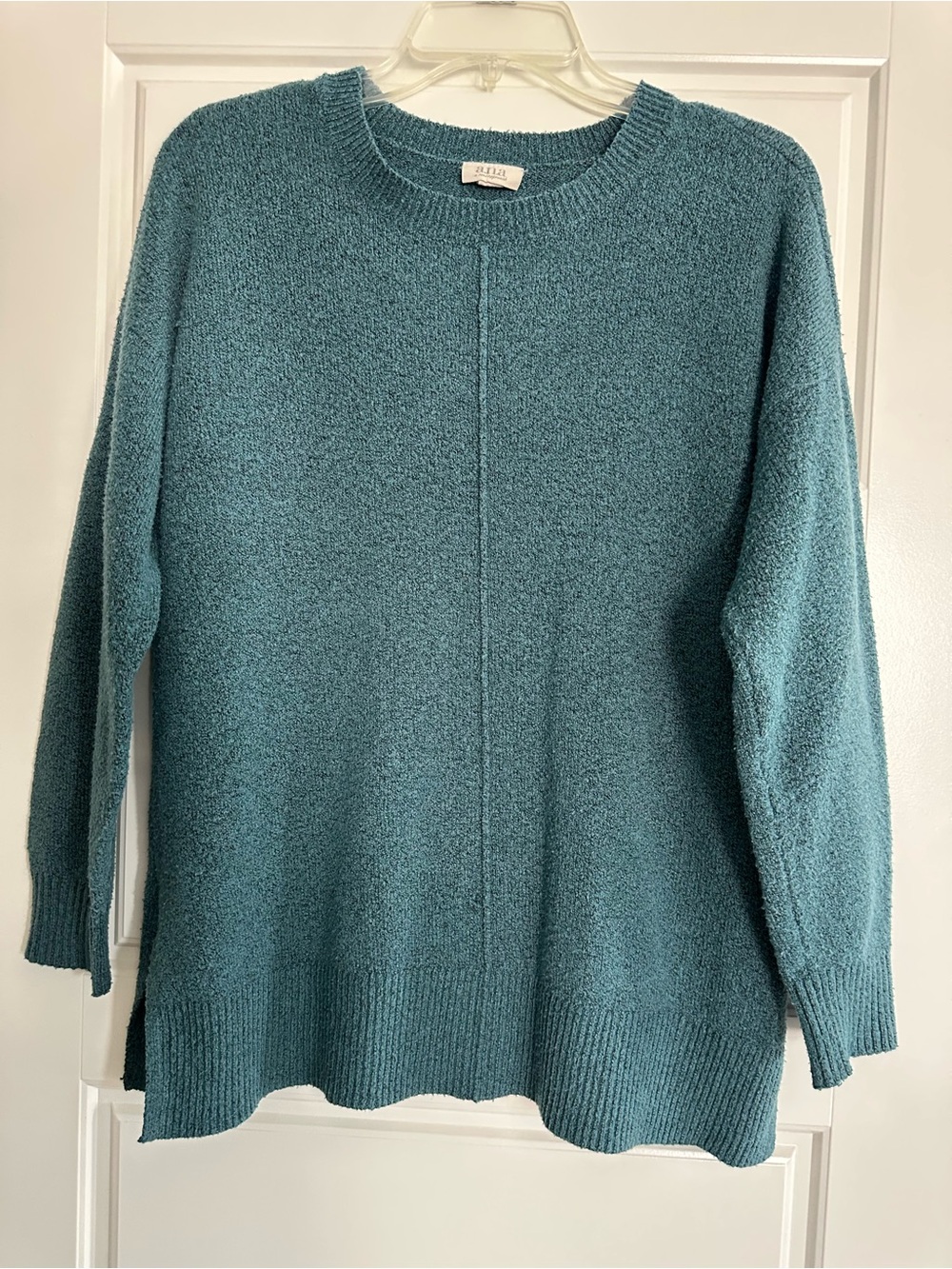 a.n.a Teal Crewneck Bouclé Sweater